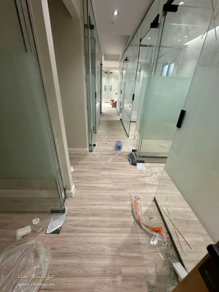 Office corridor before cleaning